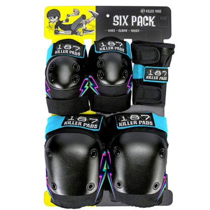 187-Killer-Pads-Six-Pack-Junior-Electric-Bolt-protezioni-da-bambino-da-skate