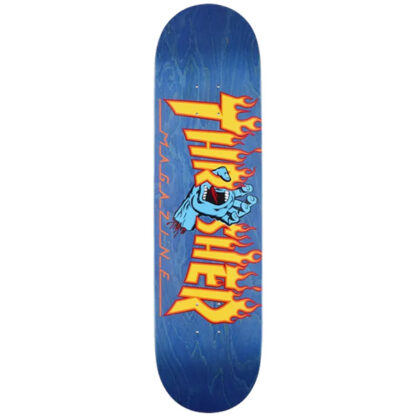 TAVOLA DA SKATE THRASHER X SANTA CRUZ SCREAMING FLAME LOGO 8.25" BLUE